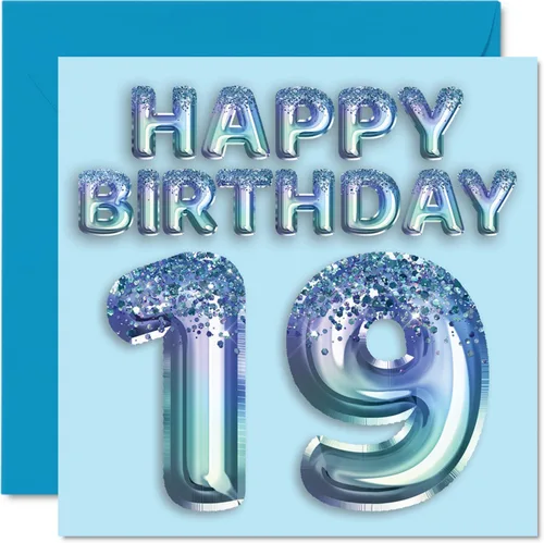 Miniatura 36 de Stuff4 Tarjeta de primer cumpleaños para niños, globo de fiesta con purpurina azul, tarjetas de feliz cumpleaños para niño de 1 año, nieto, hijo, 57