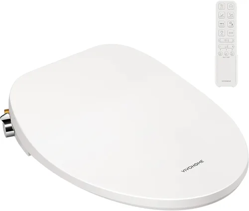 Miniatura 9 de VIVOHOME Asiento de inodoro con calefacción inteligente con boquilla autolimpiante para limpieza trasera y delantera, secador de aire caliente