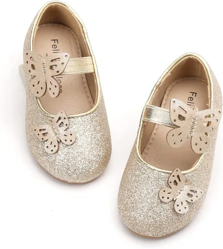 Felix & Flora Zapatos de ballet para niñas pequeñas Zapatos planos Mary Jane para niñas de flores, zapatos de vestir para fiestas y bodas