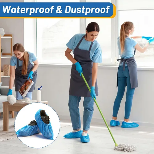 Miniatura 5 de Vabean 200 fundas desechables para zapatos, cubierta para botas, impermeables, antideslizantes, para interiores, alfombras, suelos y lugares de Azul