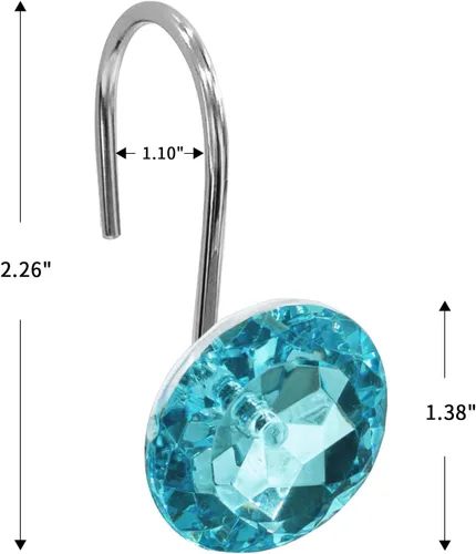 Miniatura 5 de Gibelle Ganchos para cortina de ducha, anillos de cortina de ducha en forma de diamante, ganchos para cortinero de baño, diamantes de imitación