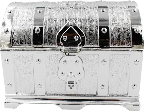 Miniatura 16 de Cofre del tesoro pirata para niños: pequeña caja del tesoro con cerradura y llave, caja de colección vintage de plástico para almacenamiento