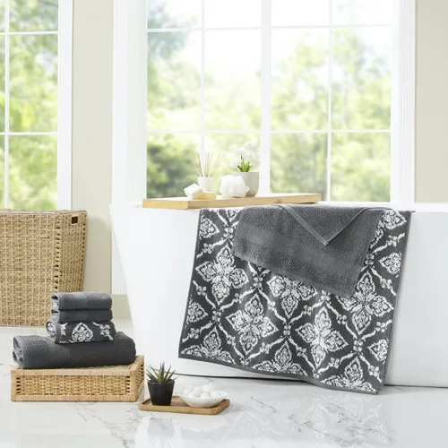 Miniatura 2 de Modern Threads Amaris - Juego de 6 toallas reversibles de jacquard teñido con hilo, toallas de baño, toallas de mano y paños de lavado