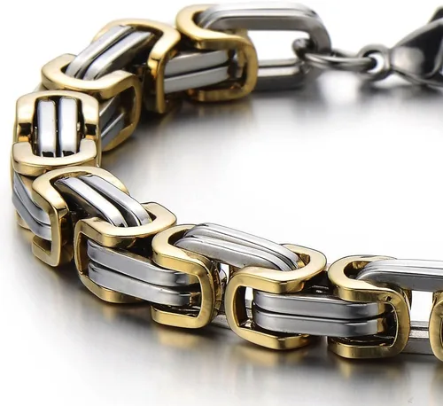 Miniatura 3 de COOLSTEELANDBEYOND Pulsera de eslabones trenzados de acero inoxidable para hombre y mujer pulida