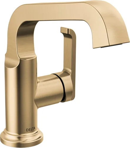 Delta Grifo de baño Tetra Gold de un solo agujero, grifo de baño dorado de una sola manija, grifo de lavabo de baño, tecnología de sello de