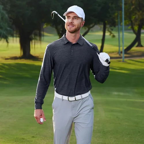 Miniatura 36 de NAVISKIN Camisas polo de manga larga para hombre, camisas de golf con cuello UPF 50 SPF para hombre, secado rápido, absorbe la humedad