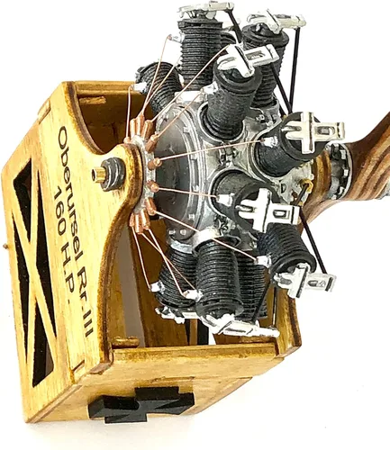 Miniatura 3 de Model Airways Oberursel UR III - Kit de modelo de motor de avión de madera de tilo y metal a escala 1:16 para montar, fabricado en Estados Unidos