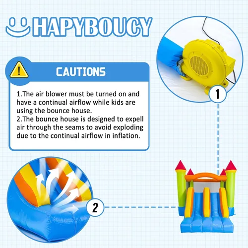Miniatura 7 de Casa hinchable inflable para niños de 3 a 10 años, casa hinchable con gran tobogán y soplador, 13 pies de largo x 8.2 pies de ancho x 8 pies