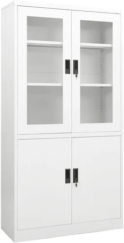 Miniatura 32 de Archivador de metal de 2 cajones, archivador de acero para oficina con cerradura para el hogar y la oficina, 35.4 x 18.1 x 28.5 pulgadas (blanco)