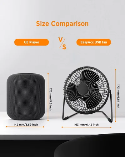 Miniatura 8 de EasyAcc Ventilador de escritorio USB de 5 pulgadas, pequeño ventilador de escritorio USB