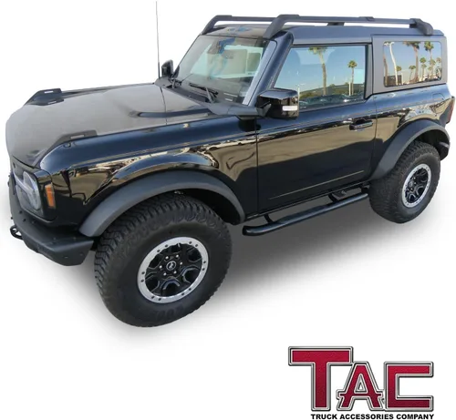Miniatura 3 de TAC - Estribos laterales compatibles con Ford Bronco 2021-2025 de 2 puertas, SUV de 3 pulgadas, barras laterales negras, rieles de escalón, barras