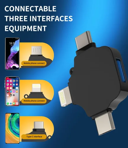 Miniatura 6 de Adaptador OTG USB a Lightning Micro USB tipo C (3 en 1) compatible con Samsung LG Apple iPhone15 14 13 12 Pro Max Plus iPad Air Mini cámara lector