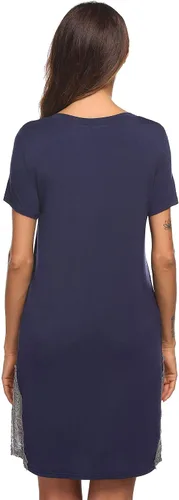 Miniatura 5 de Ekouaer Camisón de lactancia, vestido de hospital de maternidad con botones para lactancia materna, camisón de trabajo con ribete de encaje