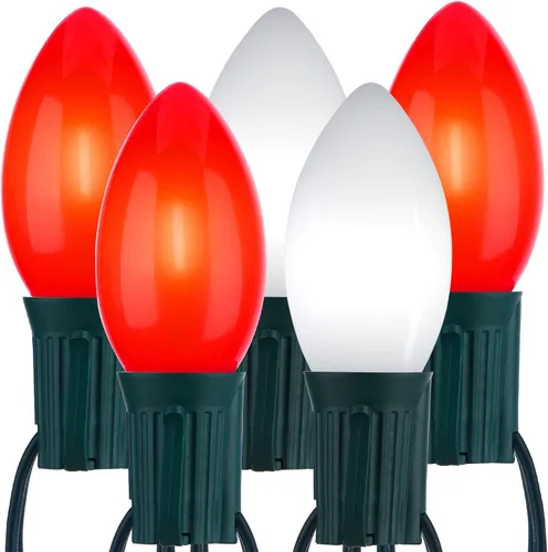 Miniatura 11 de Luces LED vintage C9 de Navidad para exteriores, cadena de luces C9 de 150 pies con 150 bombillas C9 inastillables, impermeables, conectables, luces