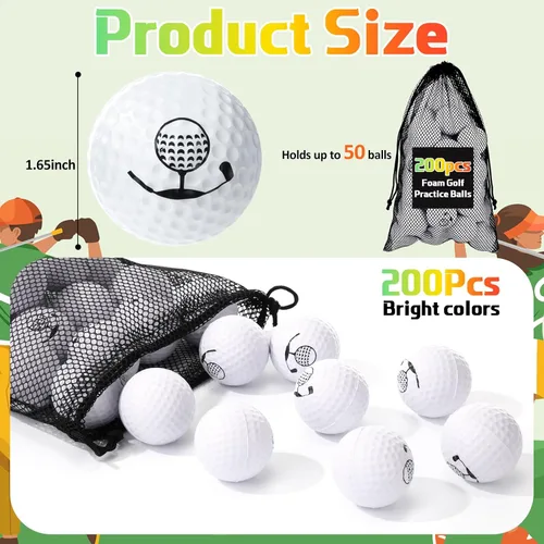 Miniatura 2 de Mudder 200 pelotas de práctica de golf de espuma a granel, bola de espuma suave, sensación realista, práctica limitada de mosca para entrenamiento
