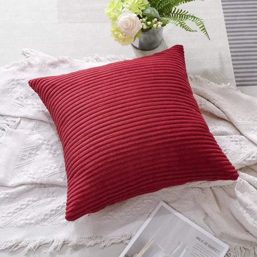 Miniatura 196 de Artscope Fundas de Almohada de Pana a Rayas Acogedoras Súper Suaves Decorativas Cuadradas Fundas de Cojín para Sofá Sillón Dormitorio Decoración