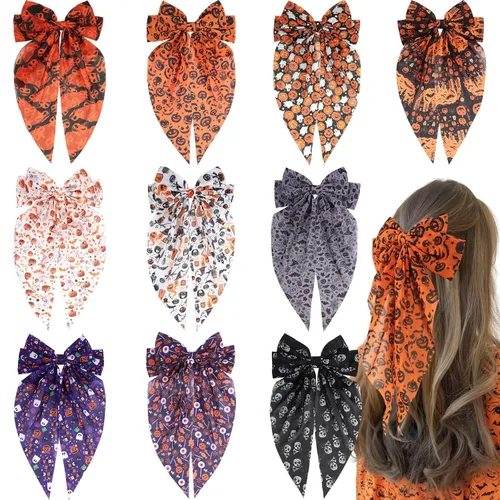 Miniatura 8 de 10 piezas de pasadores grandes de cinta para el pelo con colas largas para mujeres y niñas, TOKUFAGU accesorios vintage franceses para el cabello