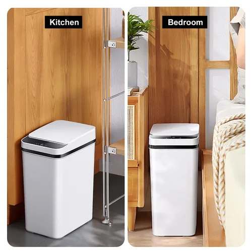 Miniatura 5 de Yatmung 2 Pack - Cubo de basura inteligente de 9,5 L con sensor de movimiento, delgado, sin contacto, para baño - Cubo de basura estrecho con tapa