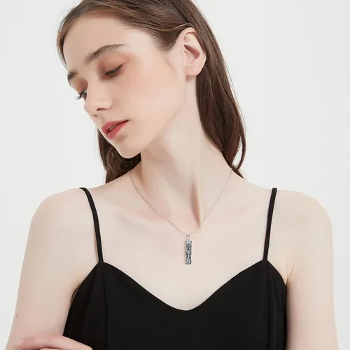 Miniatura 51 de Collar con colgante de urna de cenizas de cremación y árbol de la vida para mujer, plata de ley US1