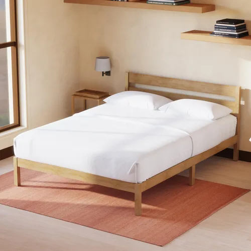 Miniatura 3 de LIFEMENT Marco de Cama de Plataforma de Madera Clásica con Cabecero, Esencial, Sin Ruido, Almacenamiento Bajo la Cama, No Necesita Somier, Fácil