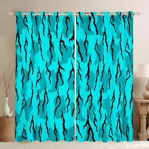 Miniatura 13 de Cortinas de camuflaje rústicas de camuflaje para dormitorio, sala de estar, decoración de cabaña, caza, ejército, negro, verde, aislamiento térmico