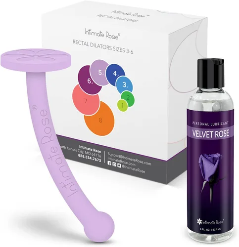 Ahorra un 10 % en el paquete de 4 entrenadores rectales Intimate Rose - Tamaño 3-6 + mango dilatador y paquete de lubricante Velvet Rose.