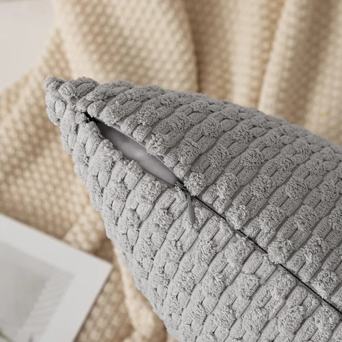 Miniatura 2 de Kevin Textile - Juego de 2 fundas de almohada decorativas de pana de 22 x 22 pulgadas, suaves, estilo bohemio, a rayas, decoración moderna del hogar