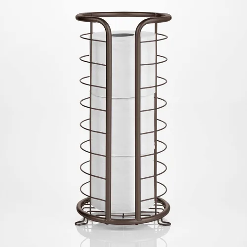 Miniatura 5 de mDesign Soporte de metal para papel higiénico, reserva de almacenamiento para 3 rollos de papel higiénico, soporte de papel higiénico independiente