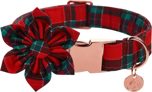 Miniatura 18 de DOGWONG Collar de Navidad para perro con corbatín, collar de perro de Papá Noel rojo, suave, duradero, ajustable, de algodón, para perros pequeños