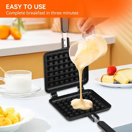 Miniatura 2 de Máquina para hacer gofres belga antiadherente, prensa panini de acero inoxidable, máquina para hacer sándwiches de desayuno, máquina para hacer