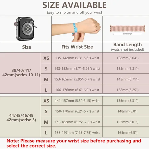 Miniatura 2 de Zedoli Correas trenzadas Solo Loop para Apple Watch Band de 1.496 pulgadas, 1.575 pulgadas, 1.614 pulgadas, 1.654 pulgadas, 1.732 pulgadas, 1.772