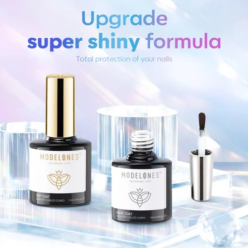 Miniatura 8 de Modelones - Capa superior y capa base de esmalte de gel de 15 ml, 0.5 fl oz, juego de actualización súper brillante, sin ácido, sin necesidad