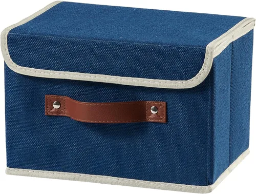 Miniatura 30 de Cajas de almacenamiento con tapa, contenedores de almacenamiento de tela de lino y algodón, contenedores organizadores, cestas decorativas plegables