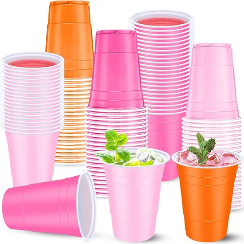 Miniatura 13 de Jingmore 90 vasos de plástico desechables para fiestas de neón, vasos de plástico desechables de 16 onzas, fiestas, matrimonios, despedidas