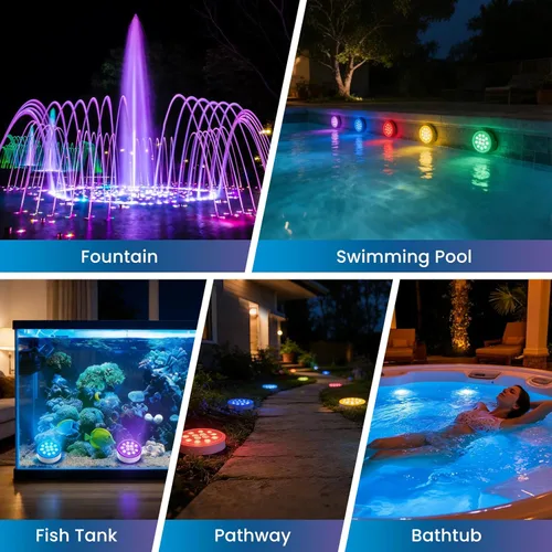 Miniatura 7 de LOFTEK Luces LED sumergibles con control remoto, 13 luces LED recargables para piscina enterrada sobre el suelo, IP68 impermeable 16