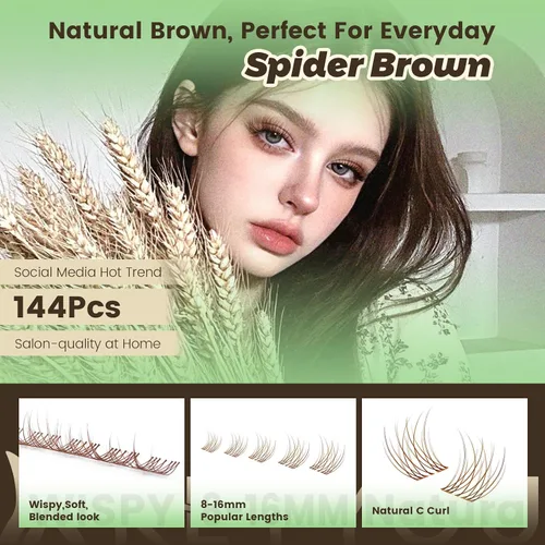 Miniatura 3 de KEYYOU Extensiones de pestañas de Velure color marrón Venus Natural Wispy C Curl Manga de 0.315-0.630 pulgadas con banda invisible suave