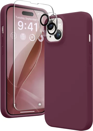 Miniatura 167 de GONEZ Funda de silicona para iPhone 14 Pro Max, compatible con MagSafe, con protector de pantalla + protector de lente de cámara, silicona líquida a