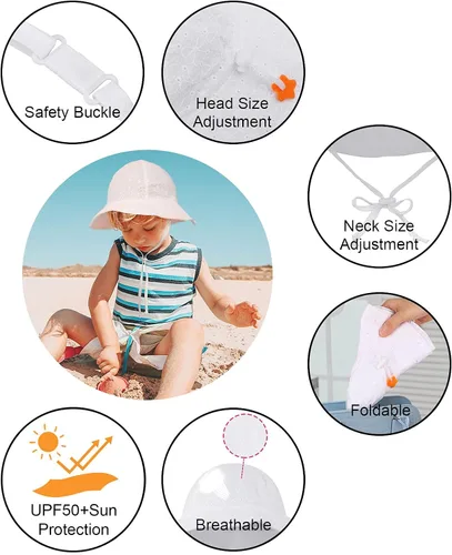 Miniatura 36 de SimpliKids Sombrero de sol para bebé de ala ancha con protección solar UPF 50+ UV Ray