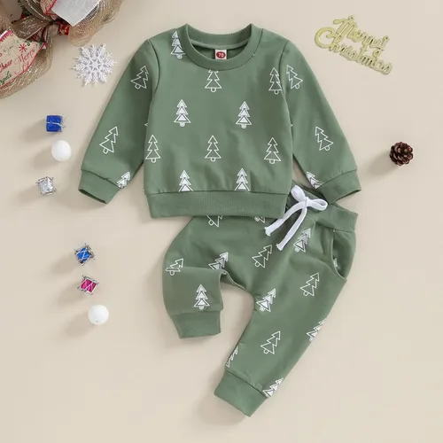 Miniatura 3 de Hoanselay Conjunto de sudadera de manga larga con capucha y pantalones de otoño e invierno para bebé niño