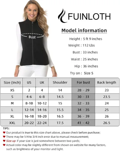 Miniatura 4 de Fuinloth Chaleco de vellón para mujer suave polar sin mangas ajuste clásico con cremallera en los bolsillos