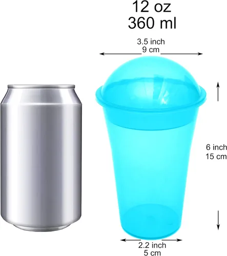 Miniatura 5 de Youngever 7 juegos de vasos de yogur de plástico reutilizables con tapas de cúpula, a prueba de derrames y fugas, grandes de 12 onzas Grande 12 onzas