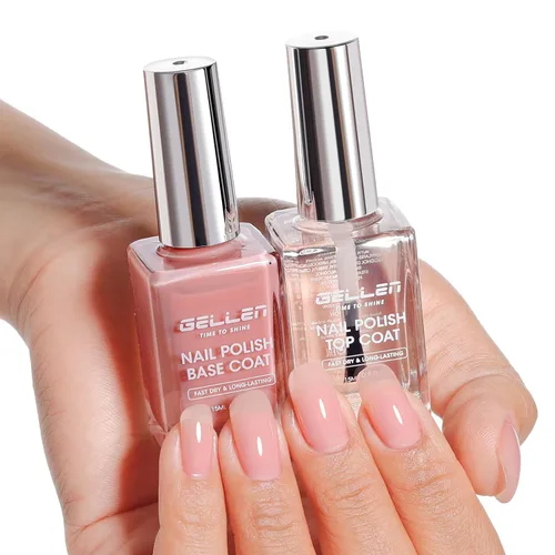Miniatura 16 de GELLEN Esmalte de uñas base transparente, capa superior, base con tinte rosa claro y capa superior brillante sin necesidad de limpieza