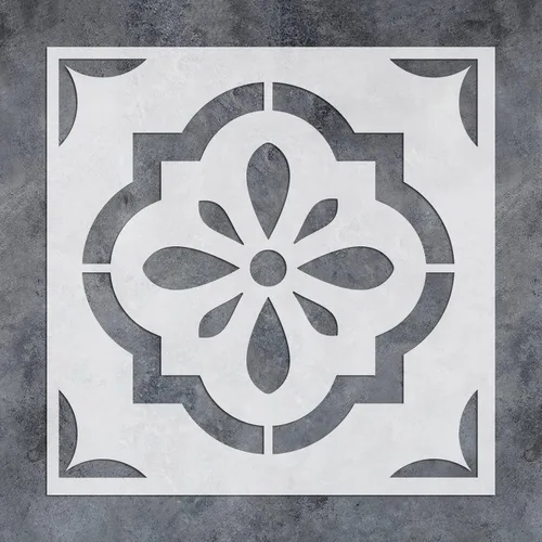 Miniatura 5 de GSS Designs - Plantilla de azulejos de joyas de 12 x 12 pulgadas, gran plantilla reutilizable para pintar y decorar la pared del piso, diseño