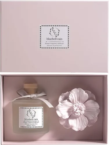 Miniatura 2 de Juego de difusor de varillas de 6.76 onzas líquidas, caja de regalo de flores de cerámica, difusor de varillas para el hogar, baño, oficina, baño