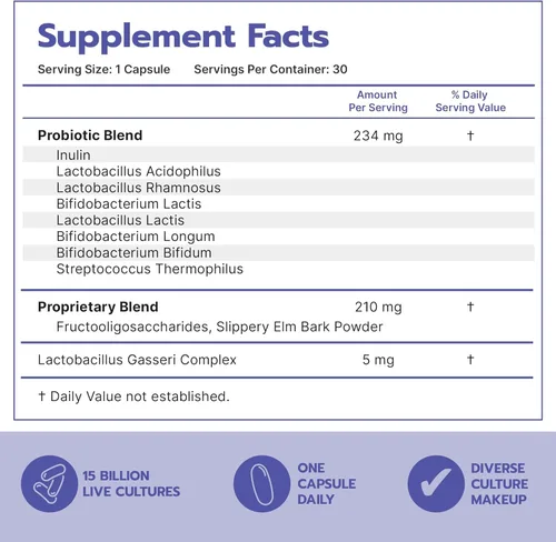 Miniatura 2 de Bari Life Suplemento probiótico, probióticos bariátricos posoperatorios para la salud digestiva, 30 cápsulas fáciles de tragar, 15 mil millones