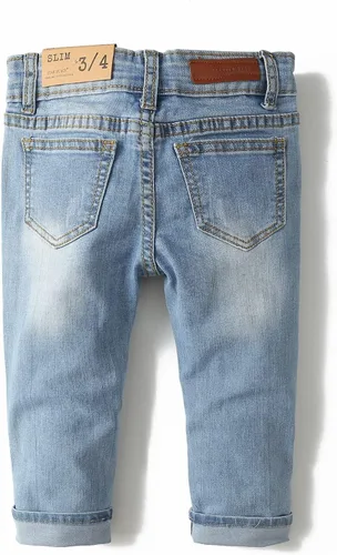 Miniatura 2 de KIDSCOOL SPACE Pantalones de mezclilla rasgados con banda elástica en el interior con anillos en D