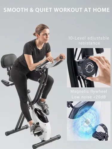 Miniatura 3 de Merax Bicicleta de entrenamiento para el hogar: bicicleta estática reclinada 4 en 1 y posiciones verticales de bicicleta de ciclismo para Blanco