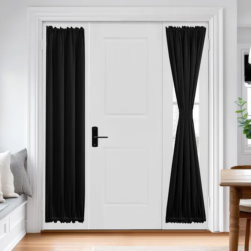 Miniatura 13 de Cortina térmica para puerta con bolsillo para barra, opacas, tratamiento de ventanas con ojales y ojales Deconovo 1 panel