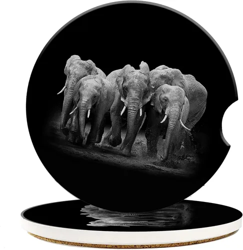 Portavasos para automóvil, elefante africano, portavasos para portavasos de automóvil, tapete de cerámica para bebidas, accesorios de decoración