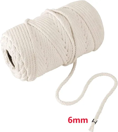 Miniatura 2 de Cuerda de algodón de macramé de 0.236 in x 164 pies para manualidades, joyería, decoración del hogar, envoltura de regalos